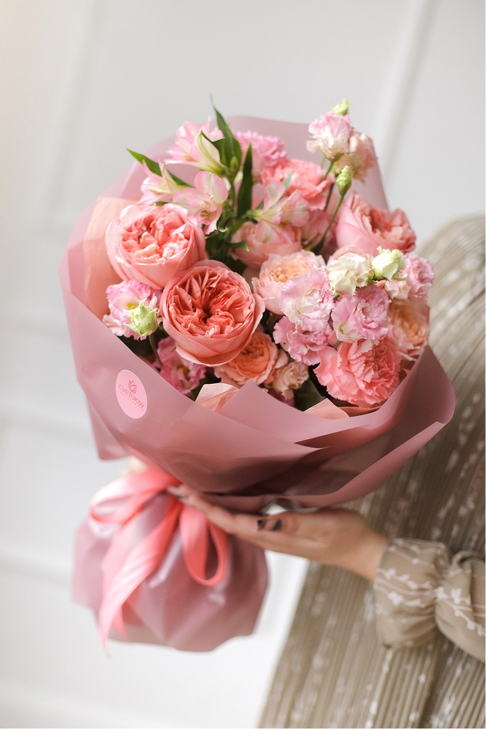 Букет Сердечная симфония - с добавлением зелени