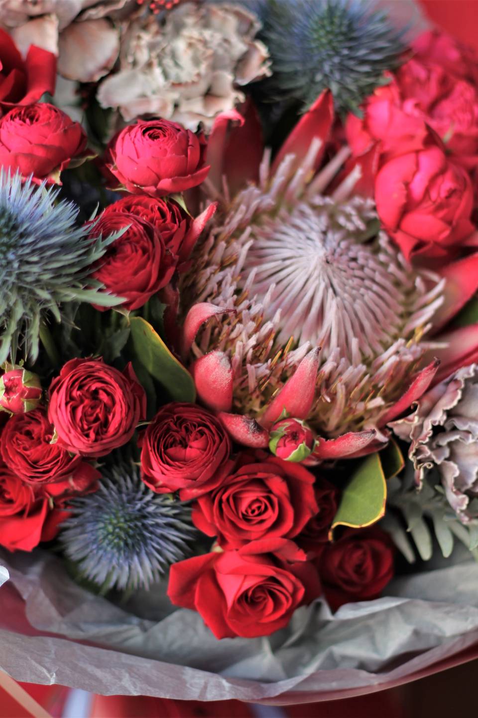 Букет Красный джут - с добавлением зелени