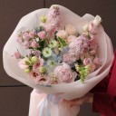 Букет Цветочная Аура - с добавлением зелени - миниатюра 