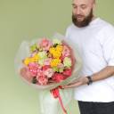 Букет Лучик солнышка - с добавлением зелени - миниатюра 