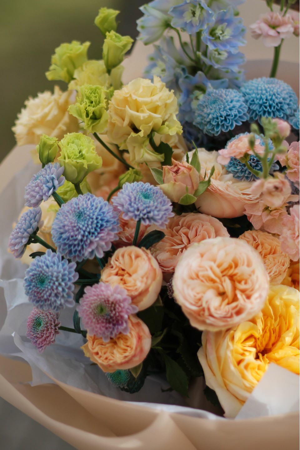 Букет Полночная лазурь - с добавлением зелени