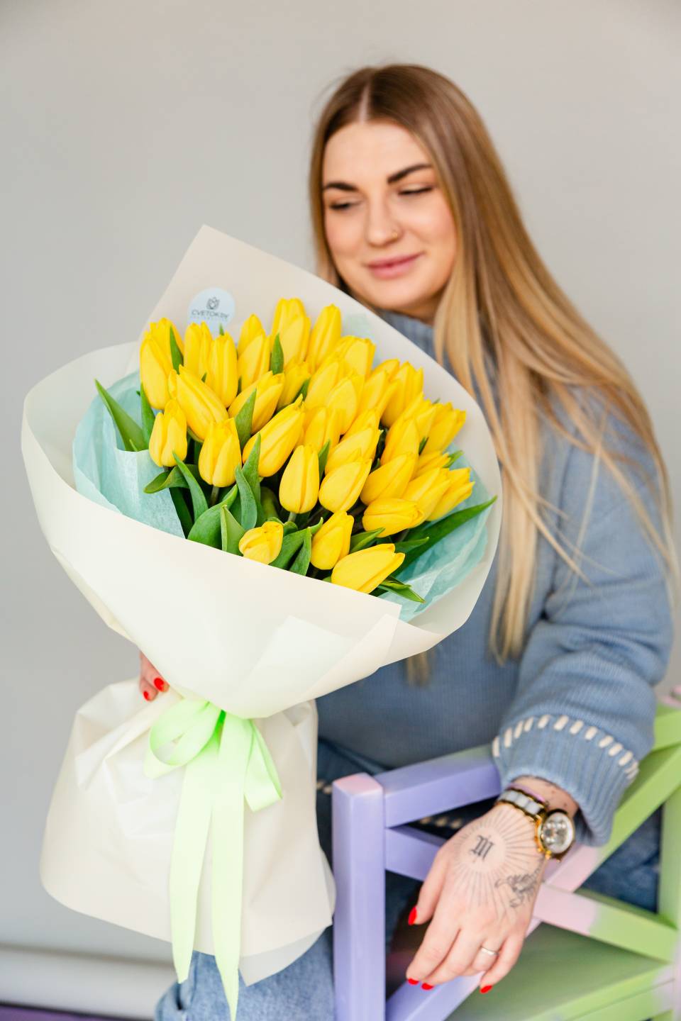 Букет желтых тюльпанов Улыбка - с доставкой по Минску