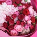 Букет Малиновый закат - с добавлением зелени - миниатюра 