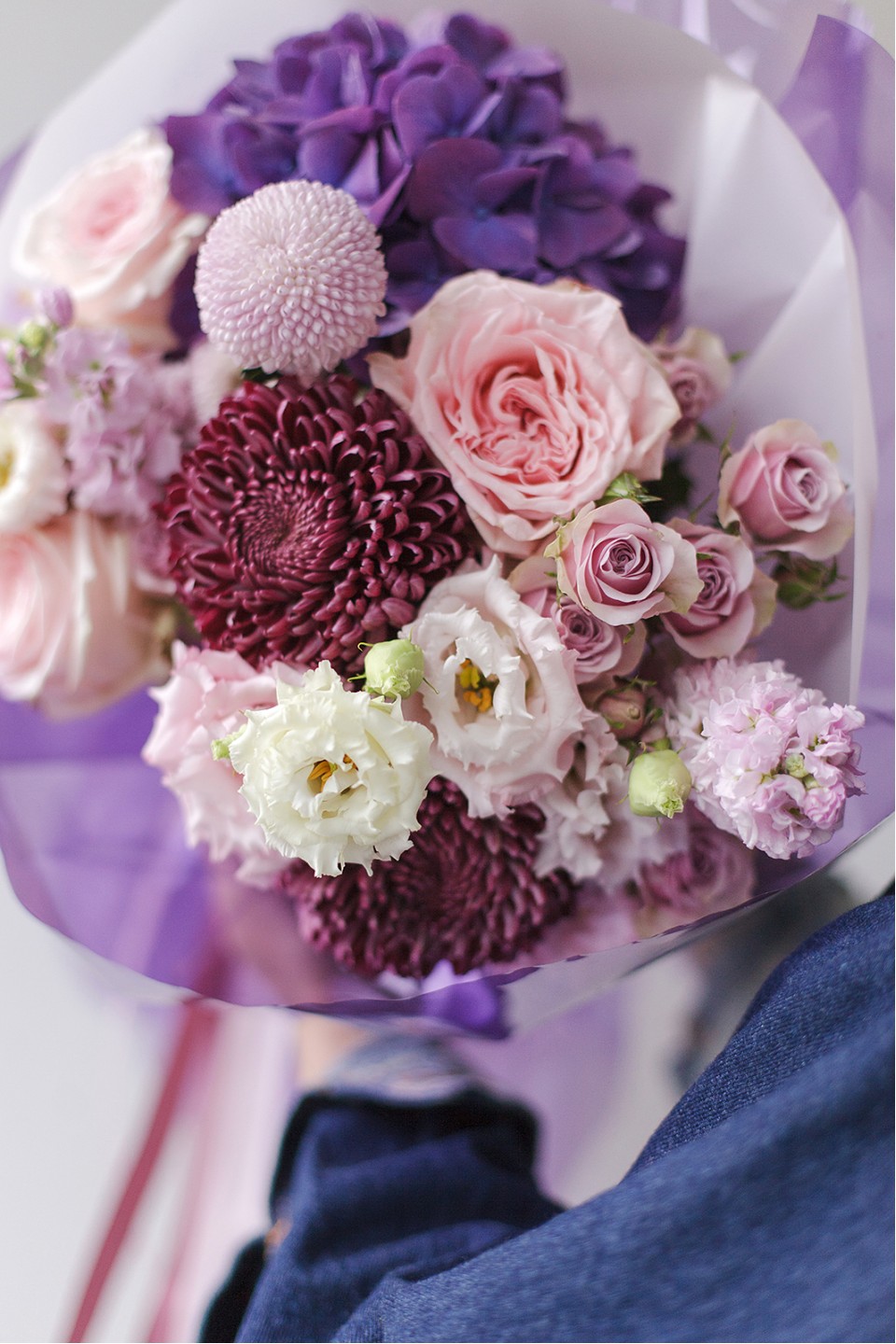 Букет Лавандовый жемчуг - подарочное оформление