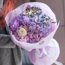 Букет Лиловый Изыск - с добавлением зелени - миниатюра 