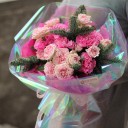 Букет Северное Сияние - с добавлением зелени - миниатюра 