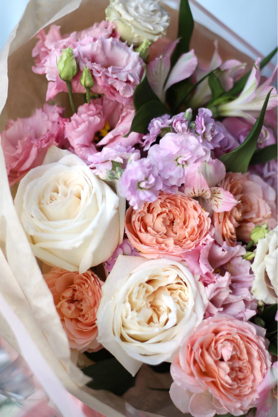 Букет Ванильный фреш - с добавлением зелени