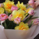 Букет Солнечный взгляд - с добавлением зелени - миниатюра 