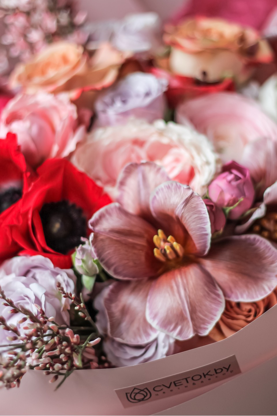 Букет Цветочное Кружево - с добавлением зелени