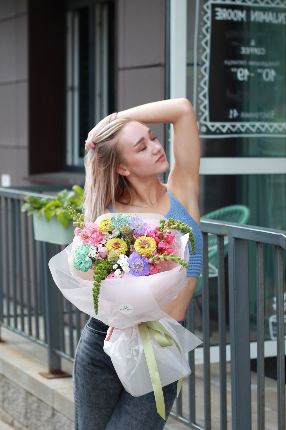 Букет Луговые Краски - с добавлением зелени