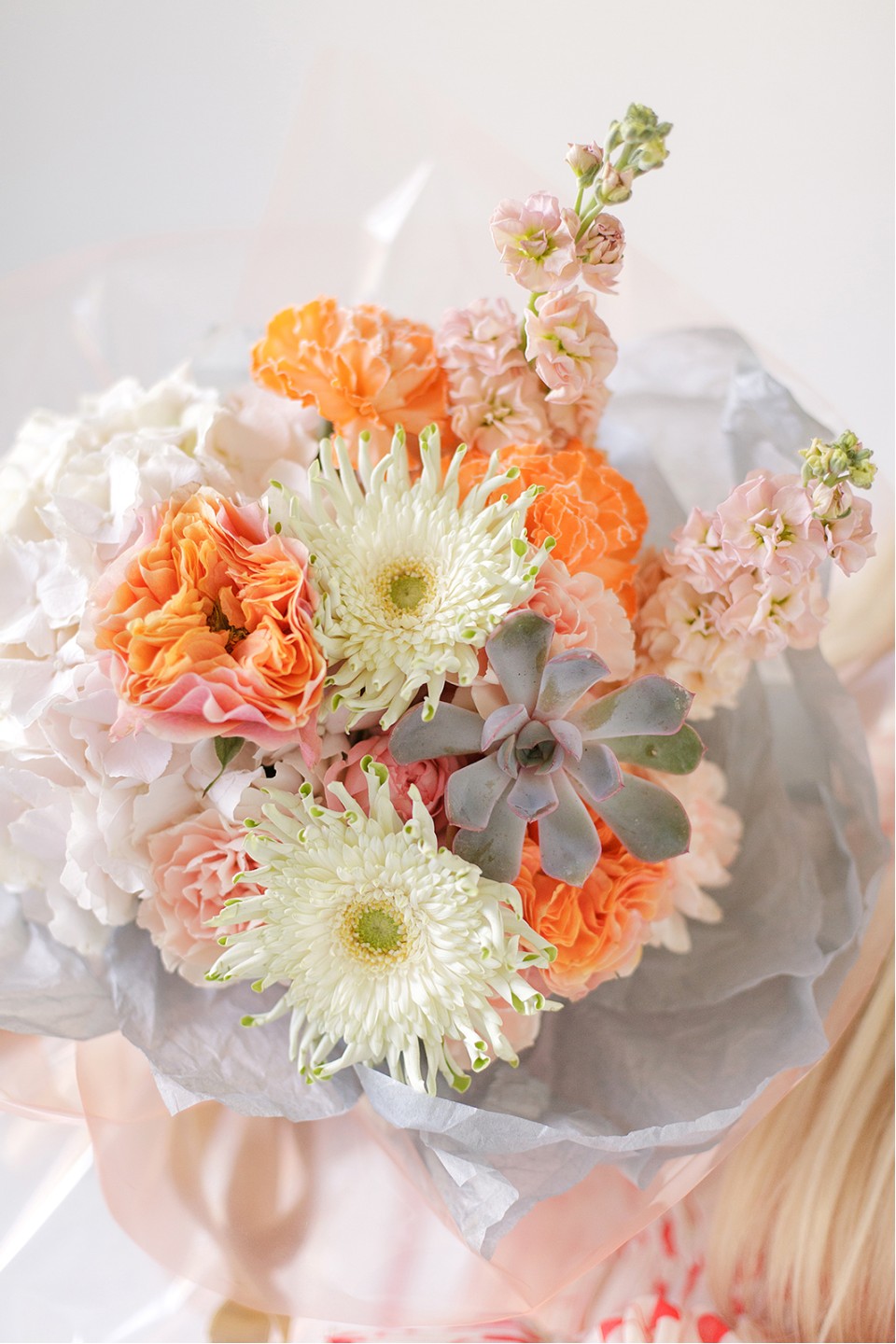 Букет Оранж Шприц - с добавлением зелени