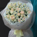 Букет Ромашковое Поле - с добавлением зелени - миниатюра 