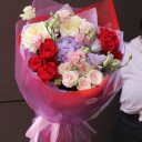 Букет Огненные Краски - с добавлением зелени - миниатюра 