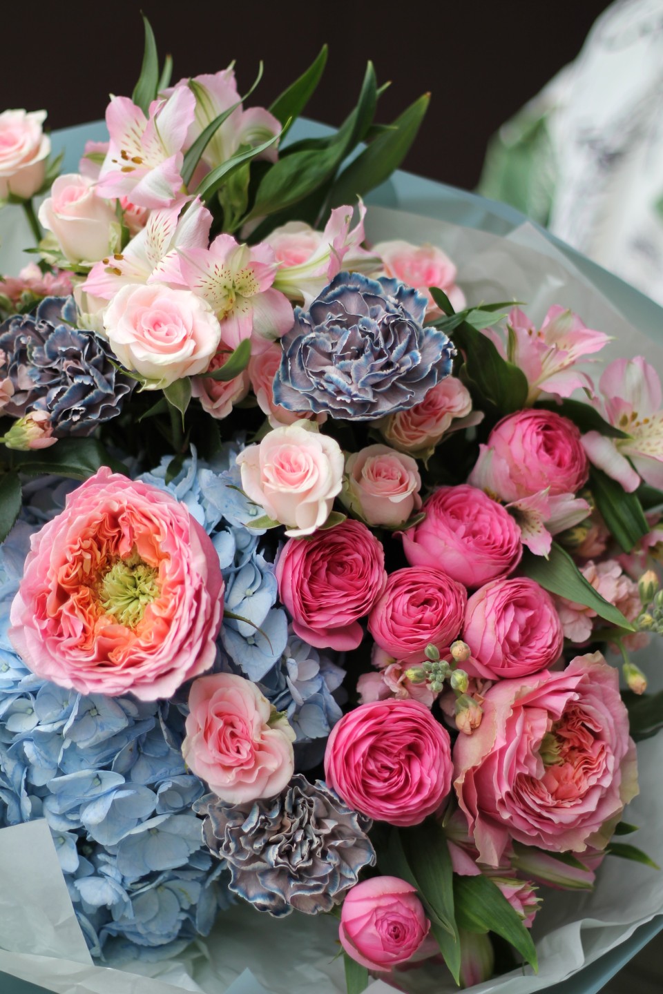 Букет Лазурный берег - с добавлением зелени