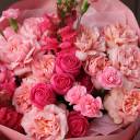 Букет Клубничный - с добавлением зелени - миниатюра 