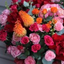 Цветочная корзина Красный Пейзаж - с добавлением зелени - миниатюра 