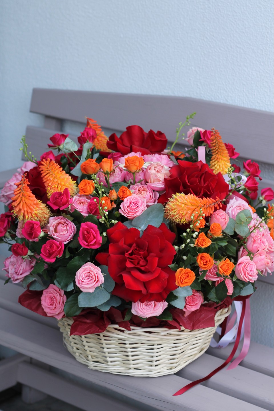 Цветочная корзина Красный Пейзаж