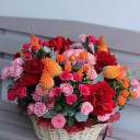 Цветочная корзина Красный Пейзаж - подарочное оформление - миниатюра