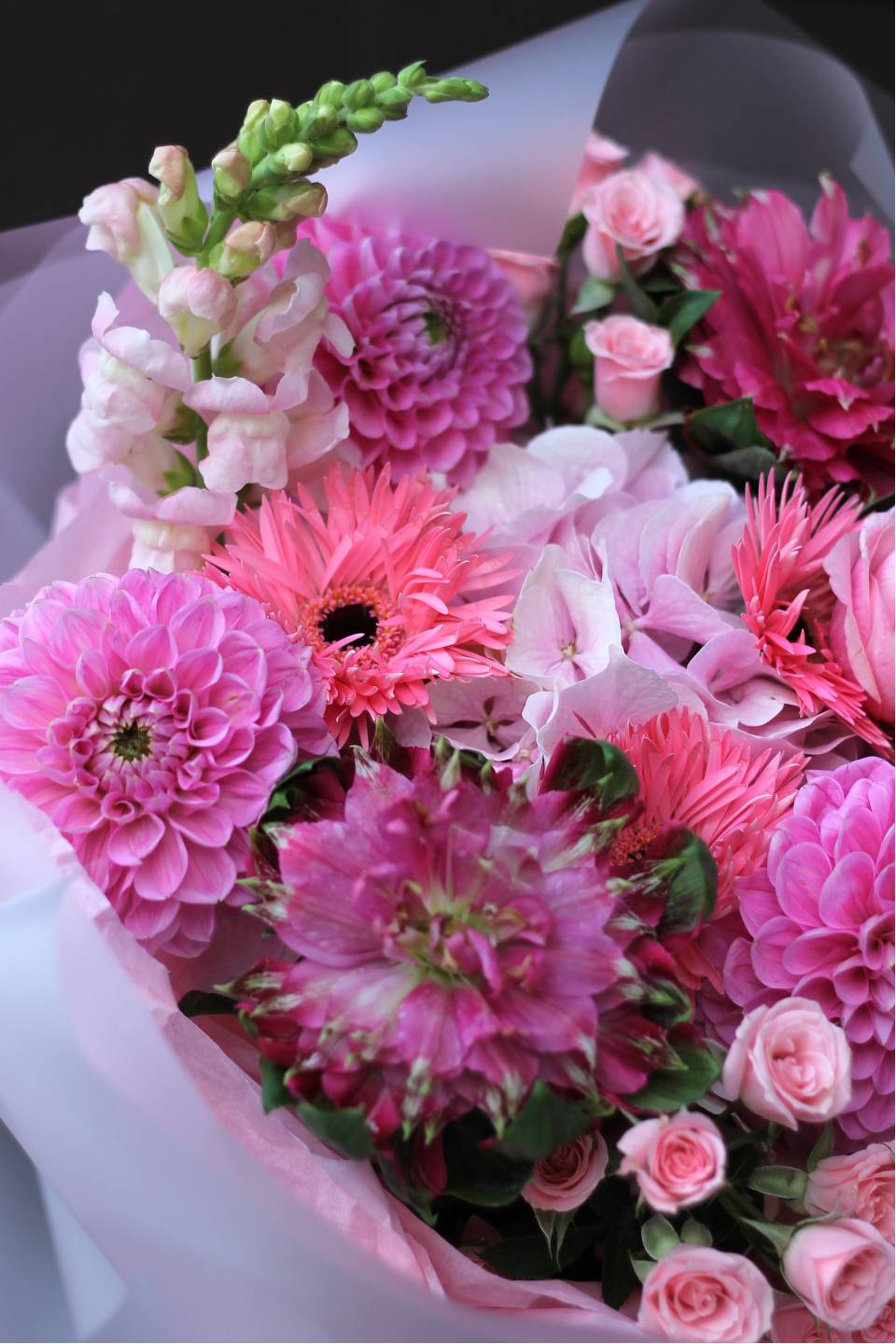 Букет Яркая гербера - с добавлением зелени