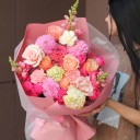 Букет Энергия Цвета - с добавлением зелени - миниатюра 