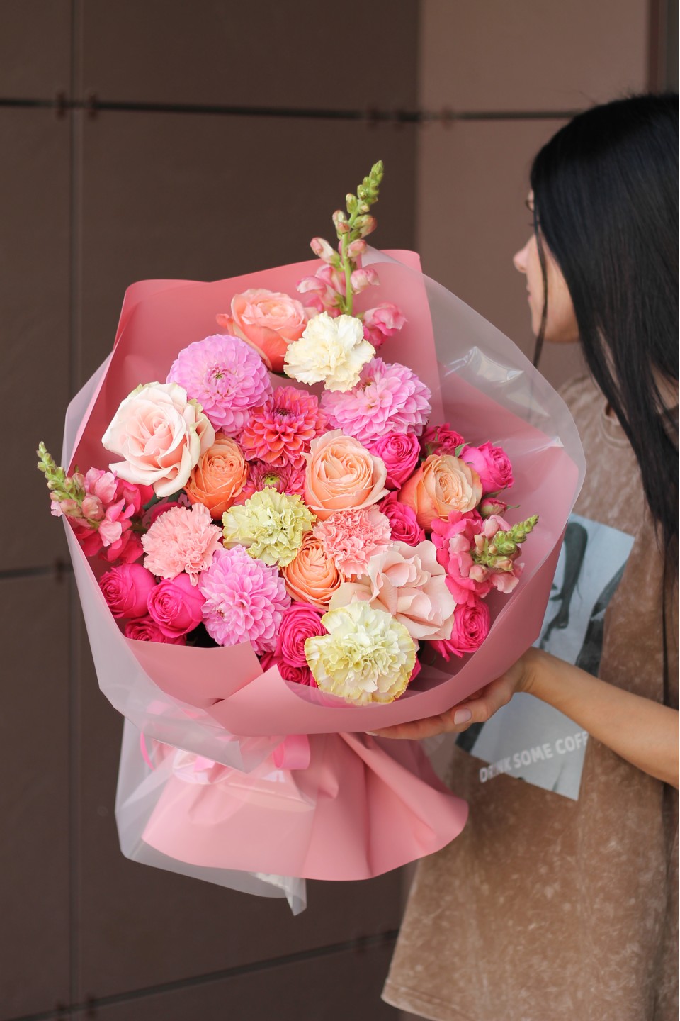 Букет Энергия Цвета - с добавлением зелени