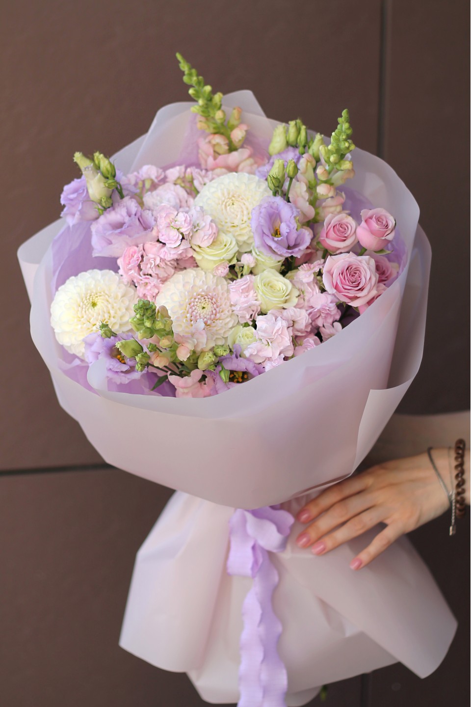 Букет Лиловый Бриз - с добавлением зелени