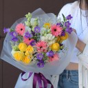Букет Радуга Лета - с добавлением зелени - миниатюра 