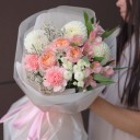 Букет Нежный Рассвет - с добавлением зелени - миниатюра 