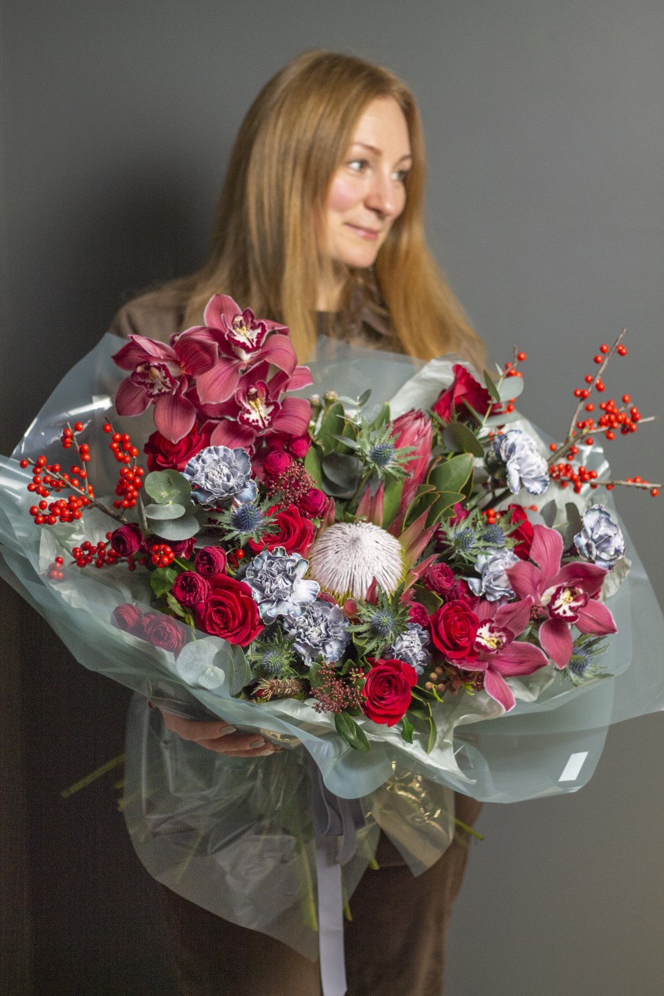 Букет мужской Адмирал - с добавлением зелени