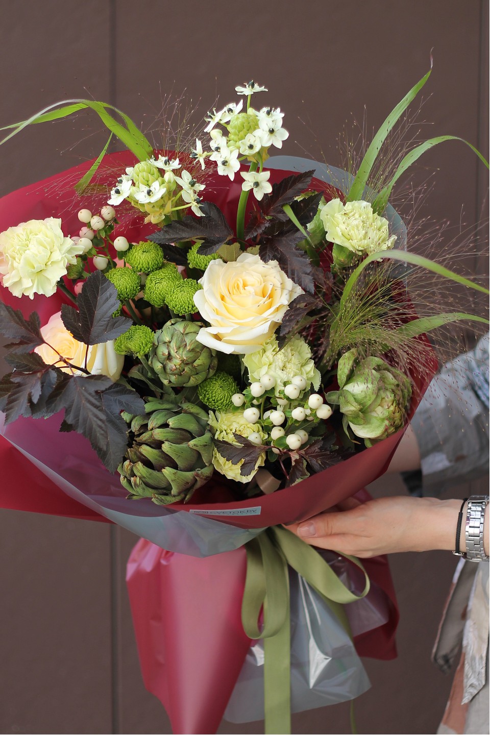 Букет Осенний Сад - с добавлением зелени