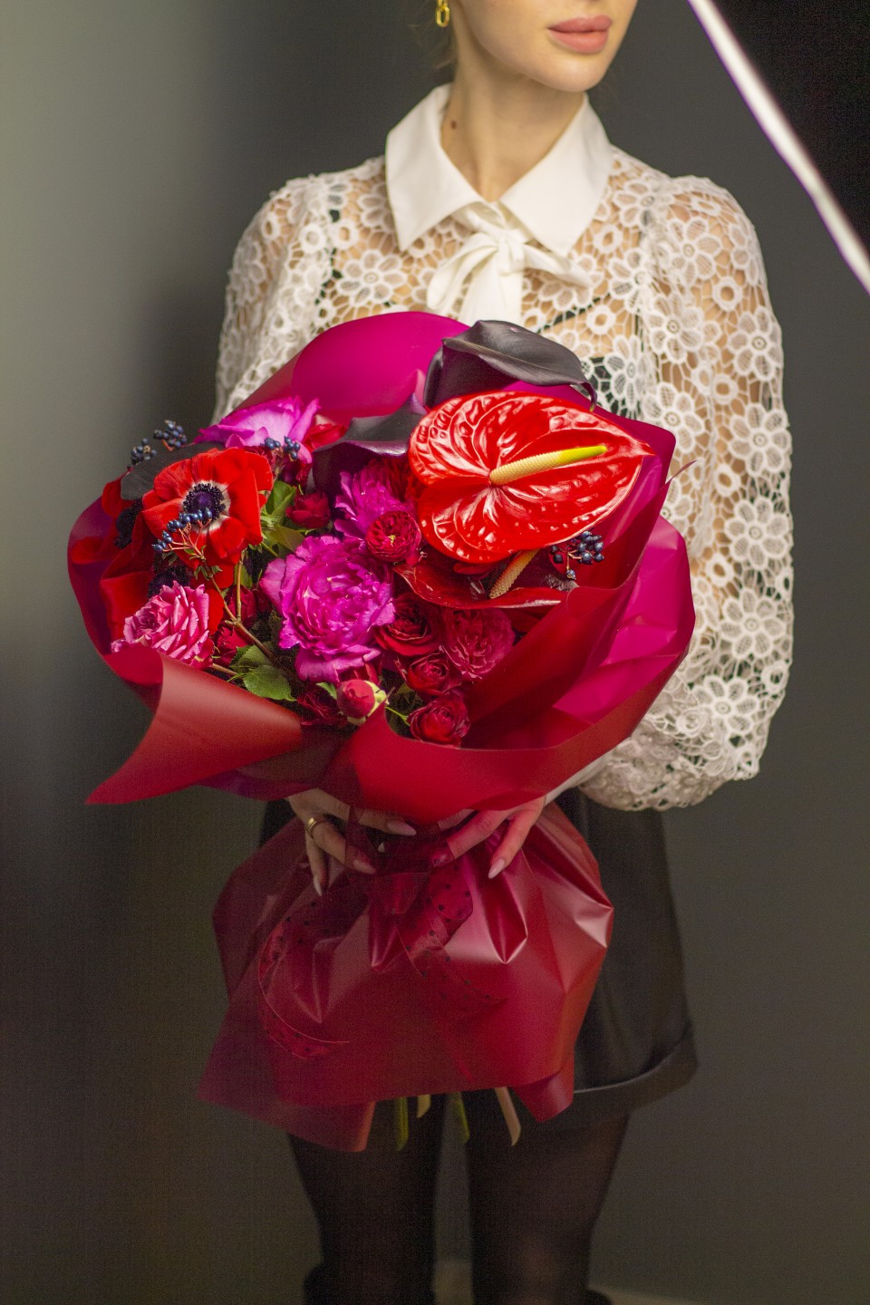 Букет Красивая Любовь - с добавлением зелени