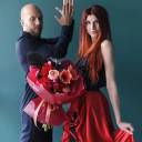 Букет Фламенко - с добавлением зелени - миниатюра 