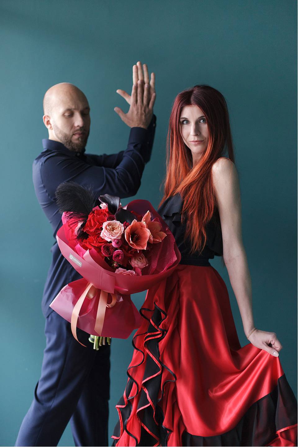 Букет Фламенко - с добавлением зелени