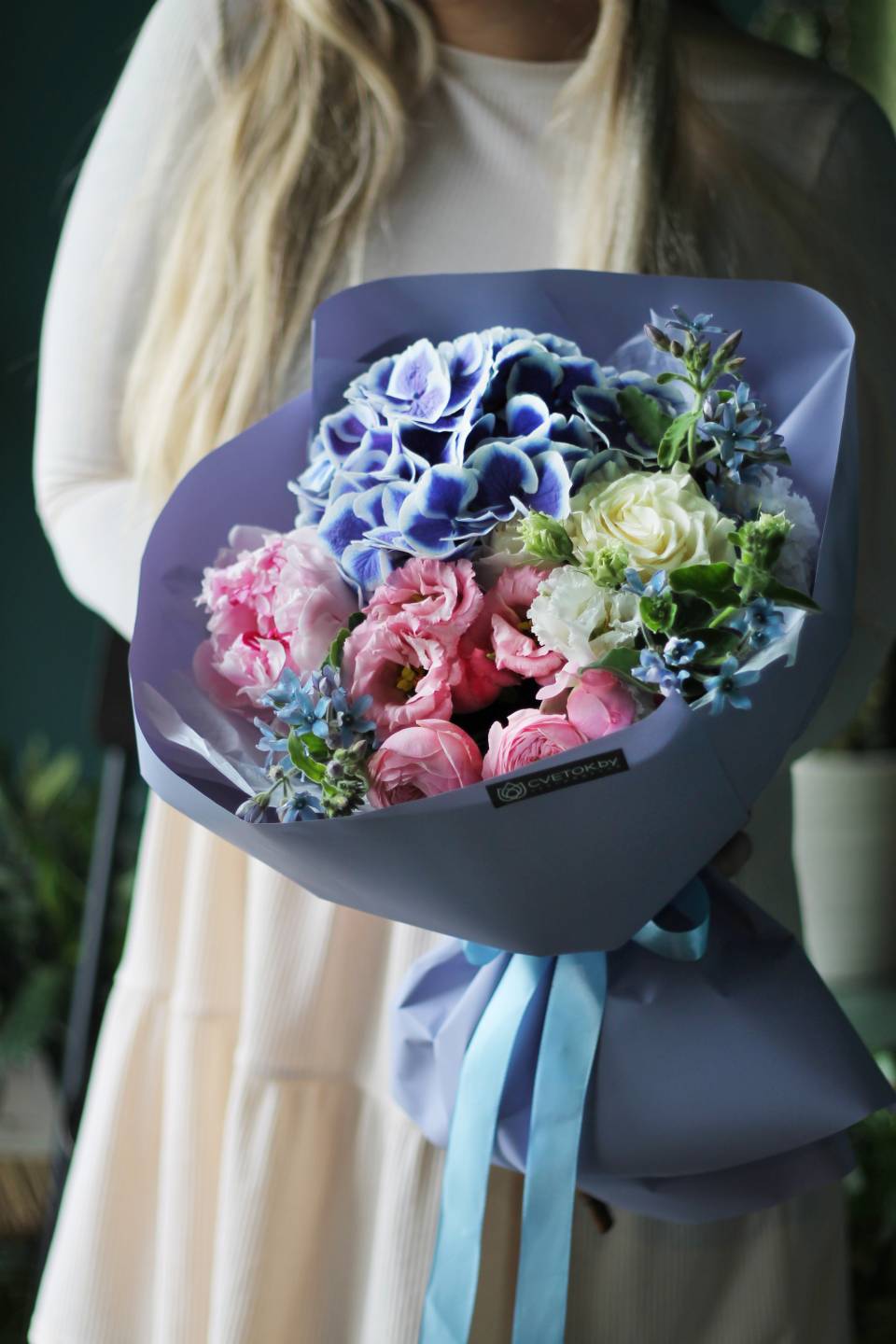 Букет Закат - с добавлением зелени