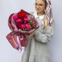 Букет Бургунди - с добавлением зелени - миниатюра 