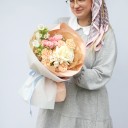 Букет Цветочная Мелодия - с добавлением зелени - миниатюра 