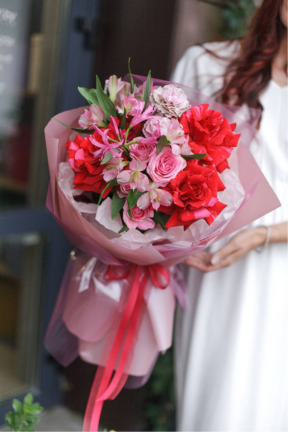 Букет Жемчужина любви - с добавлением зелени