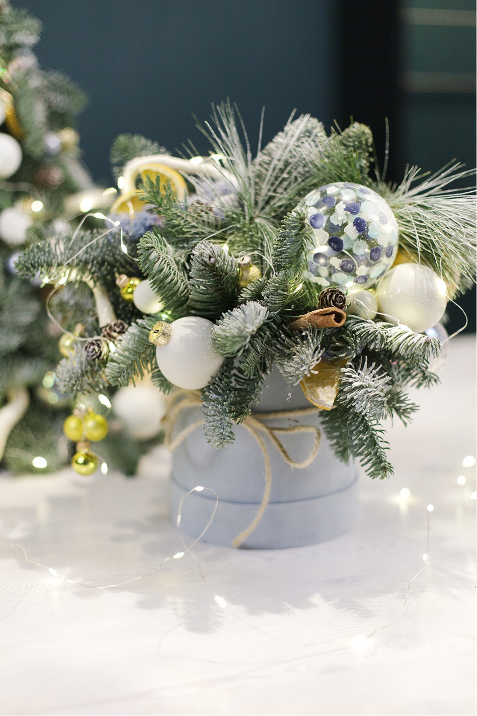 Композиция новогодняя Сияние - с добавлением зелени