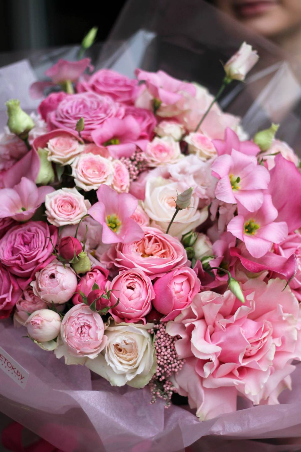 Букет Малиновый Джем - с добавлением зелени