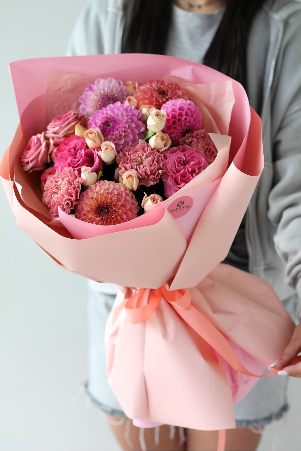 Букет Заря - с добавлением зелени