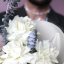 Букет Дымчатый Белый - с добавлением зелени - миниатюра 