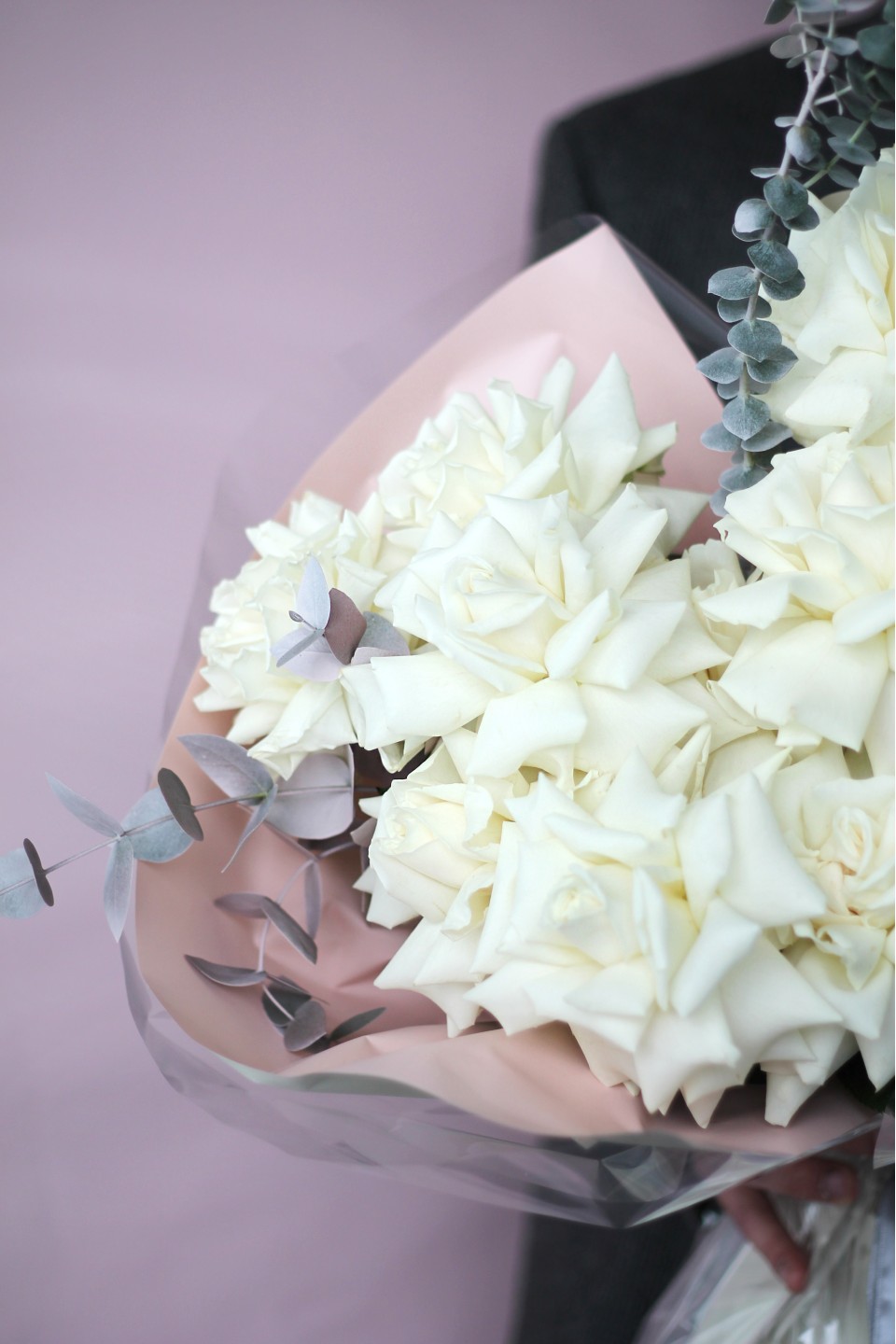 Букет Дымчатый Белый - подарочное оформление