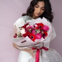 Букет Отважный мак - с добавлением зелени - миниатюра 