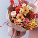 Букет Янтарный - с добавлением зелени - миниатюра 