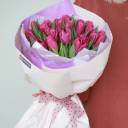 Букет Яркий Пурпур - с добавлением зелени - миниатюра 