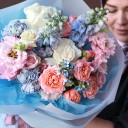 Букет Небесная гармония - с добавлением зелени - миниатюра 