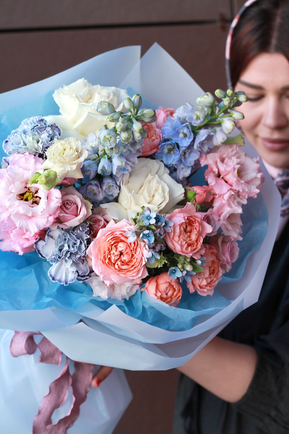 Букет Небесная гармония - с добавлением зелени