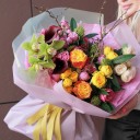 Букет Яркость - с добавлением зелени - миниатюра 