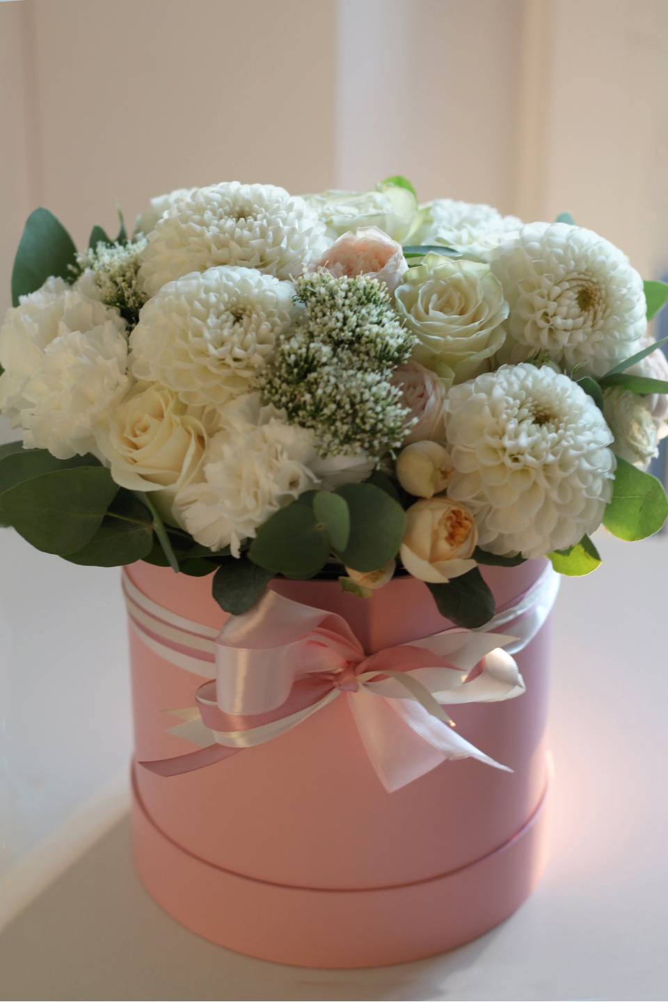 Георгины в коробочке - с доставкой по Минску