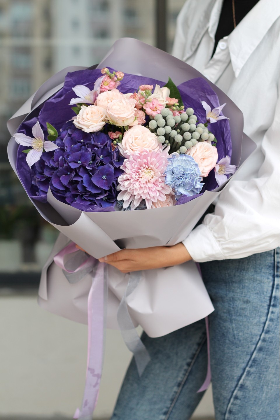 Букет Виола - с добавлением зелени